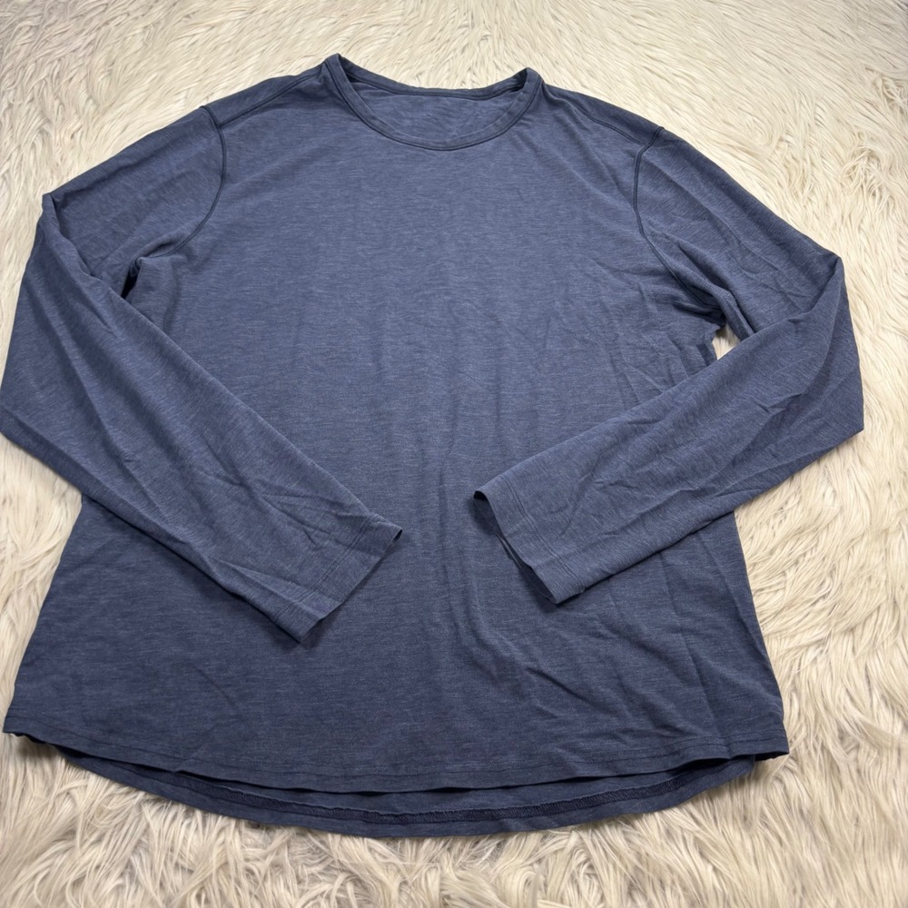 Lululemon Men's L XL Blue Long Sleeve Surge Shirt Crew Gym Running Lounge